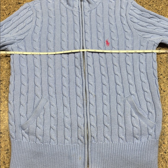 Ralph Lauren Sport Blue Cable Knit Sweater Full zip - Picture 7 of 8